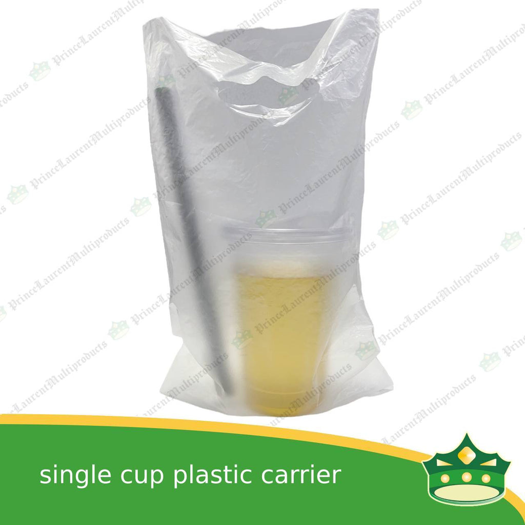 [100 pcs] plastic take out cup carrier bag for milktea, soda, juice, fruit shake, cold beverages, lemon juice