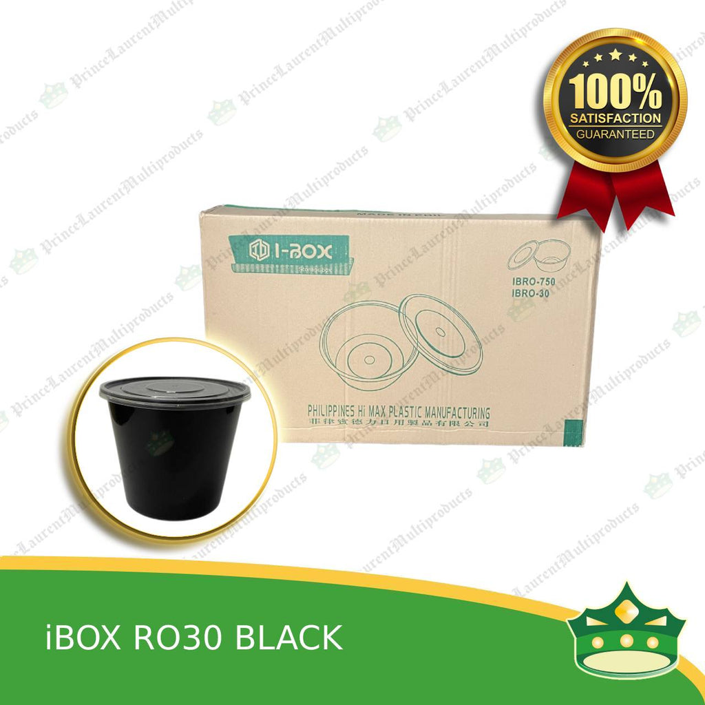 [300 pcs] IBOX brand ro30 BLACK microwavable plastic round containers take out for meals and other food products