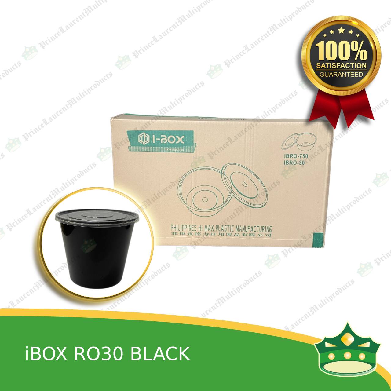 [300 pcs] IBOX brand ro30 BLACK microwavable plastic round containers take out for meals and other food products