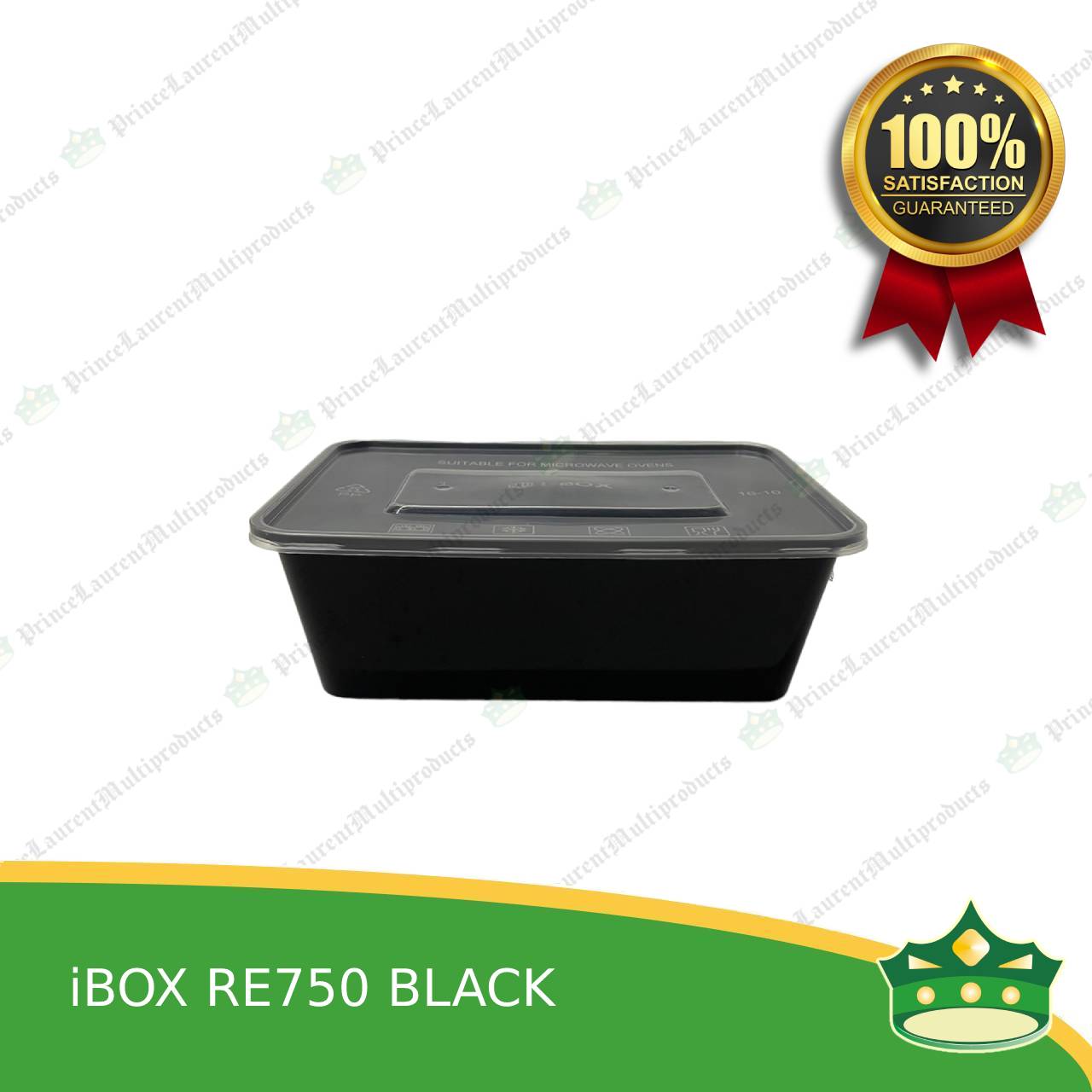 [300 pcs] IBOX brand re750 BLACK microwavable plastic rectangular containers take out for meals and other food products