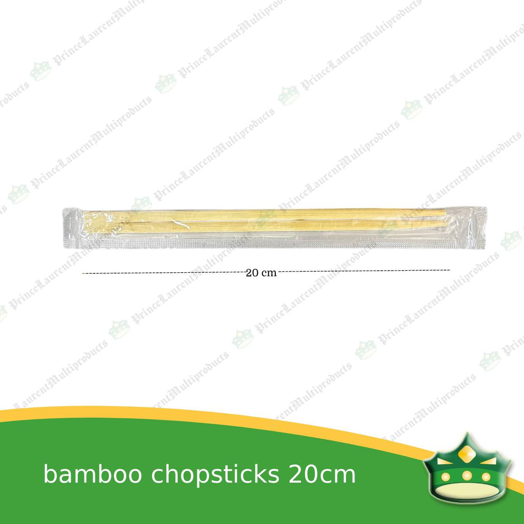 [100 pcs] bamboo chopsticks 20cm individually plastic wrapped as disposable biodegradable cutleries for takeouts as utensils