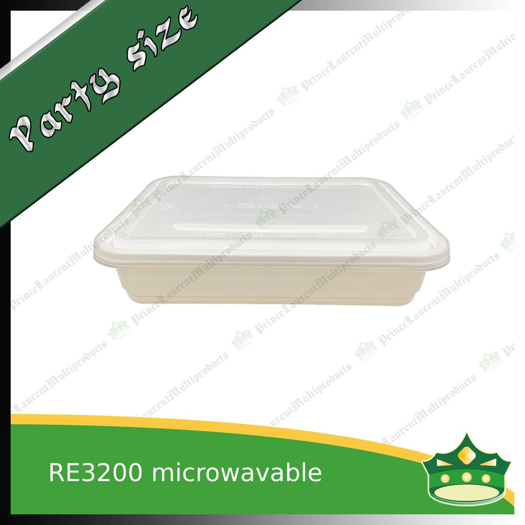 [5 pcs] IBOX brand 3200ml microwavable plastic large rectangular container with lid for take out or storage of food products