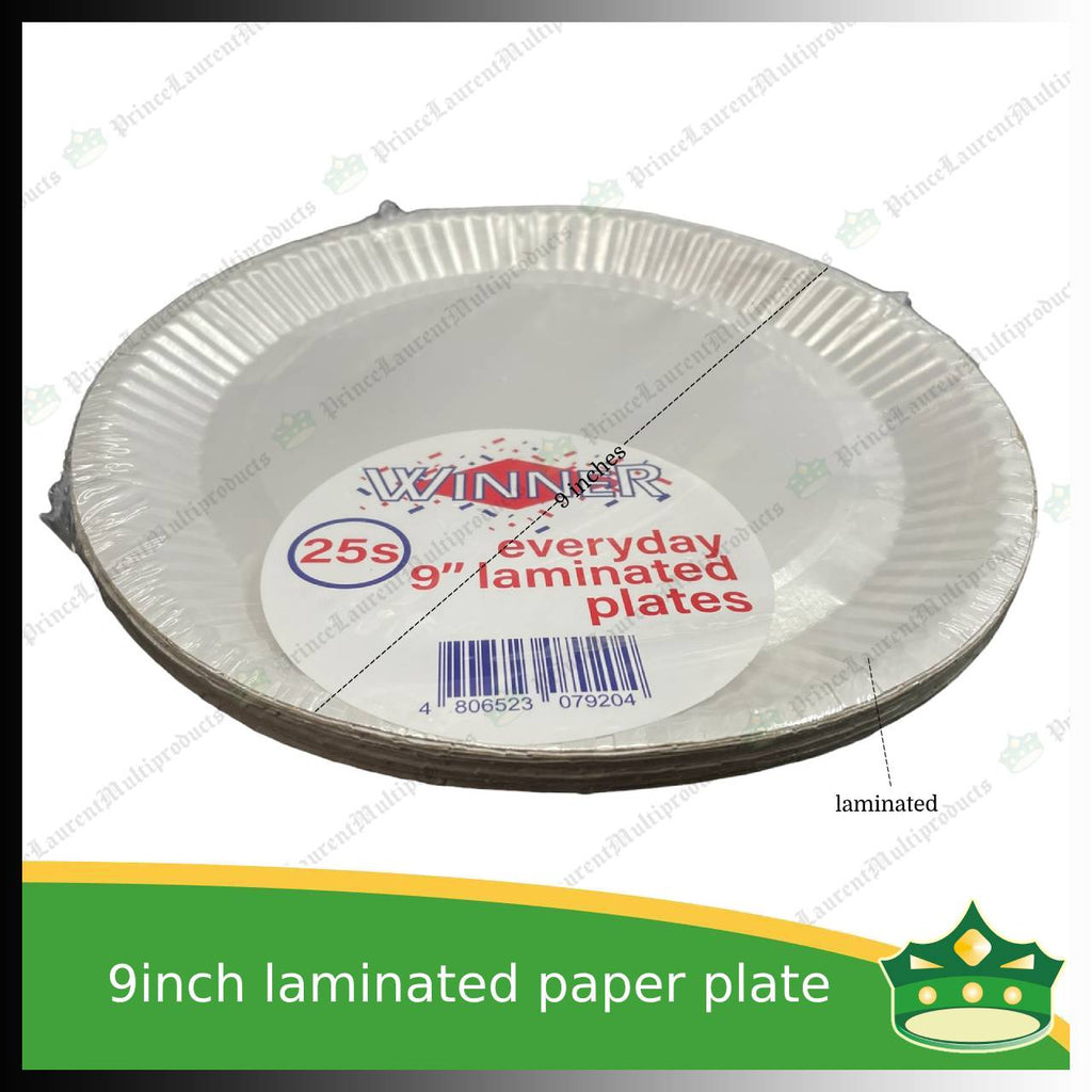 [25 pcs] 9 inch paper plate white LAMINATED use as disposable serving dish for all occasions