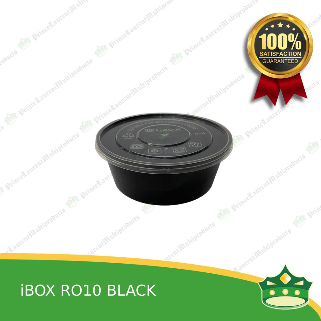 [450 pcs] IBOX brand ro10 BLACK microwavable plastic round containers take out for meals and other food products