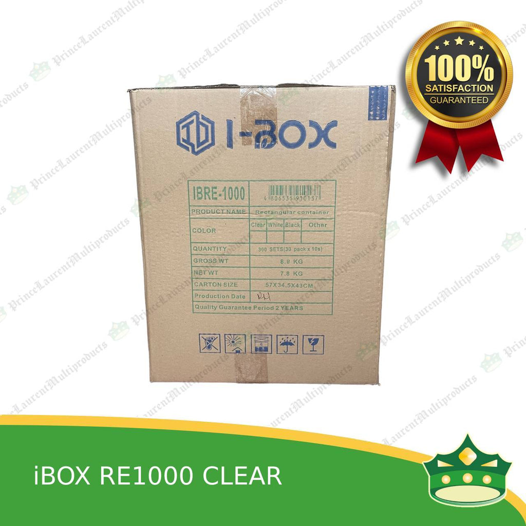 [300 pcs] IBOX brand re1000 CLEAR microwavable plastic rectangular containers take out for meals and other food products