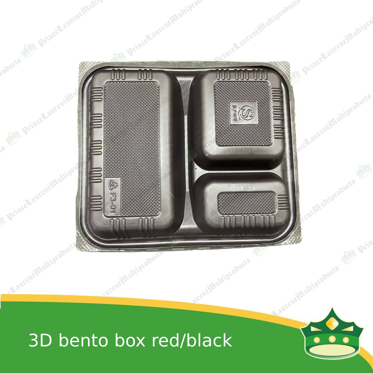 [50 pcs] Japanese bento box 3 division red and black bottom with clear lid for bento meals food packs rice fruits desserts viands combination meals