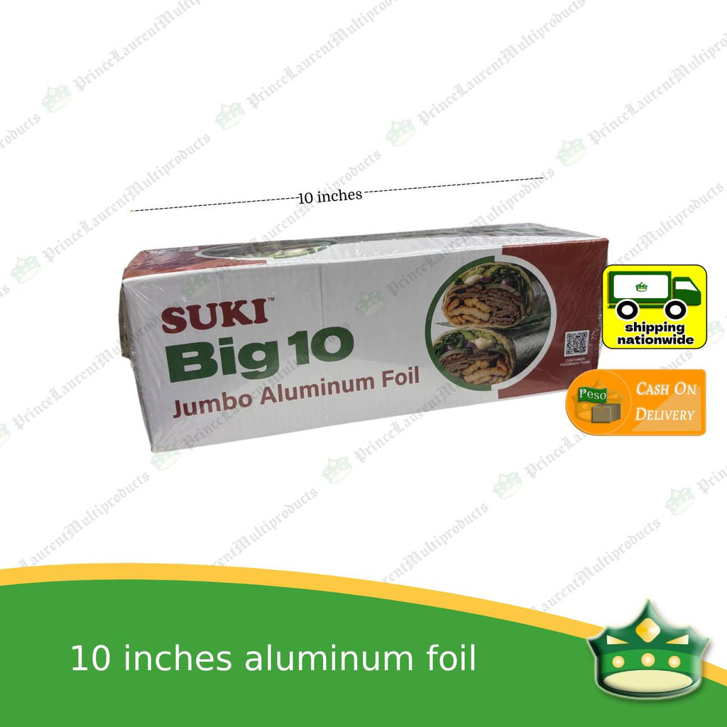 [1 roll] 10 INCHES aluminum foil (SUKI brand) 1.27 kgs for wrapping food, embotido, bangus, inihaw