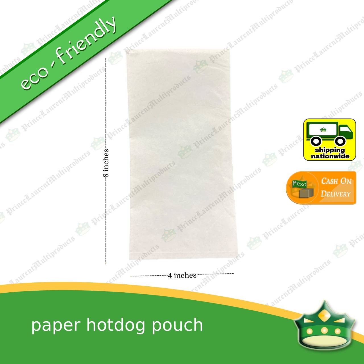 [1000 pcs] paper hotdog pouch L-line shaped sealed for food service or as takeout packaging eco-friendly fit for holding hotdogs in a scene of food service or takeout