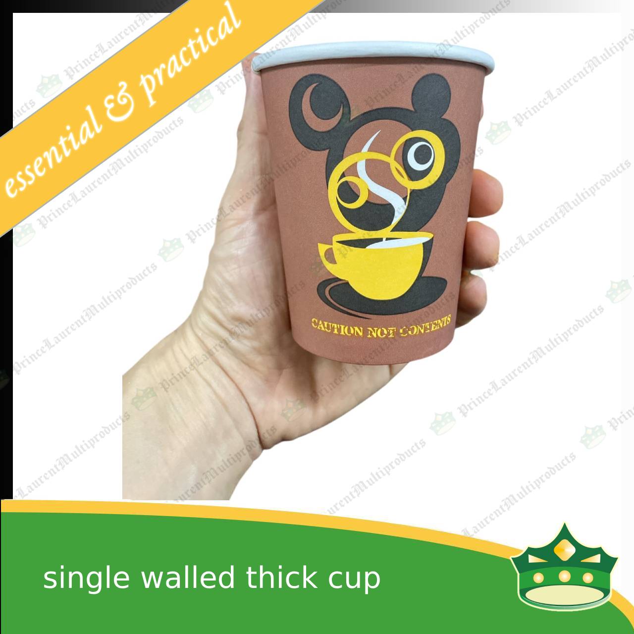 [100 pcs] single walled coffee cup with print 9oz with or without lid for brew coffee, brew tea, hot chocolate or any hot beverages