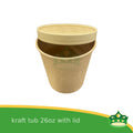 [25 pcs] kraft tub 26oz with lid for take-out or paper container of ice cream. salads, meals, soup, cookies, pastries
