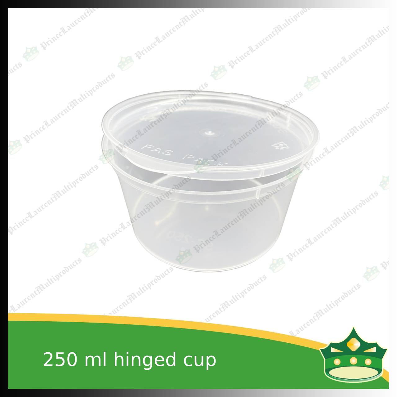 [50 pcs] 250 ml hinged sauce cup clear microwavable plastic with attached lid for take out of sauce gravy specimen / sample cup