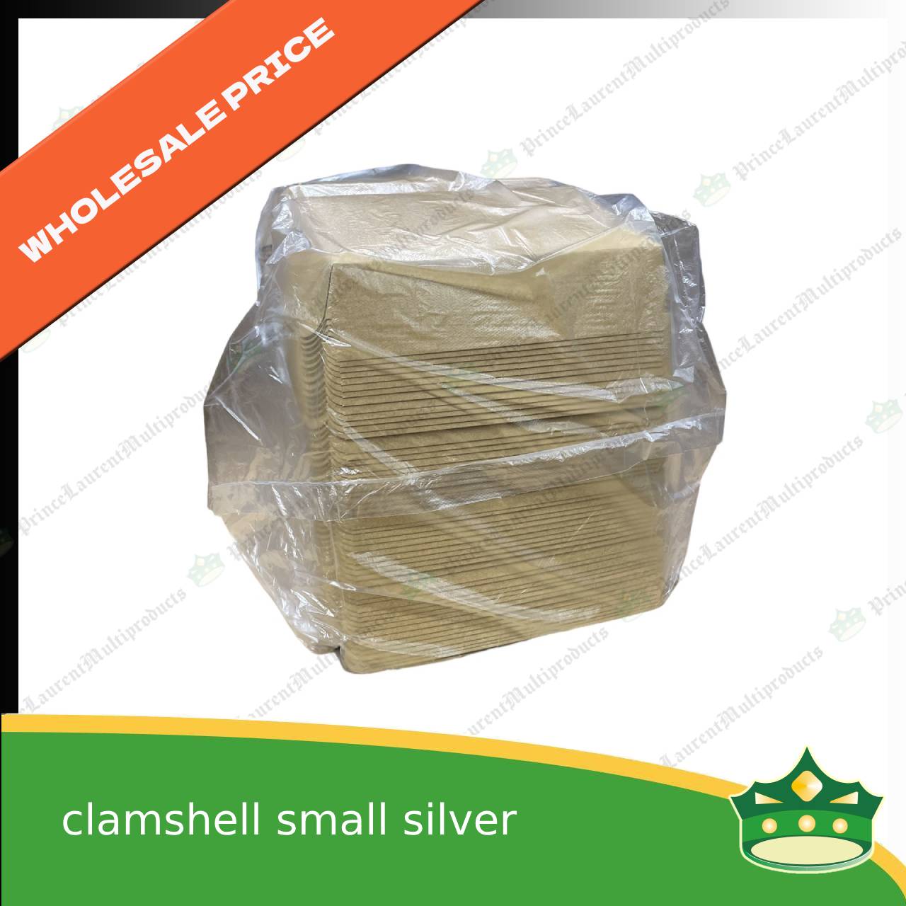 [1 case] paper clamshell small silver coated leak proof for take-out, packed meal, ulam viands, rice toppings, noodles, pansit, merienda
