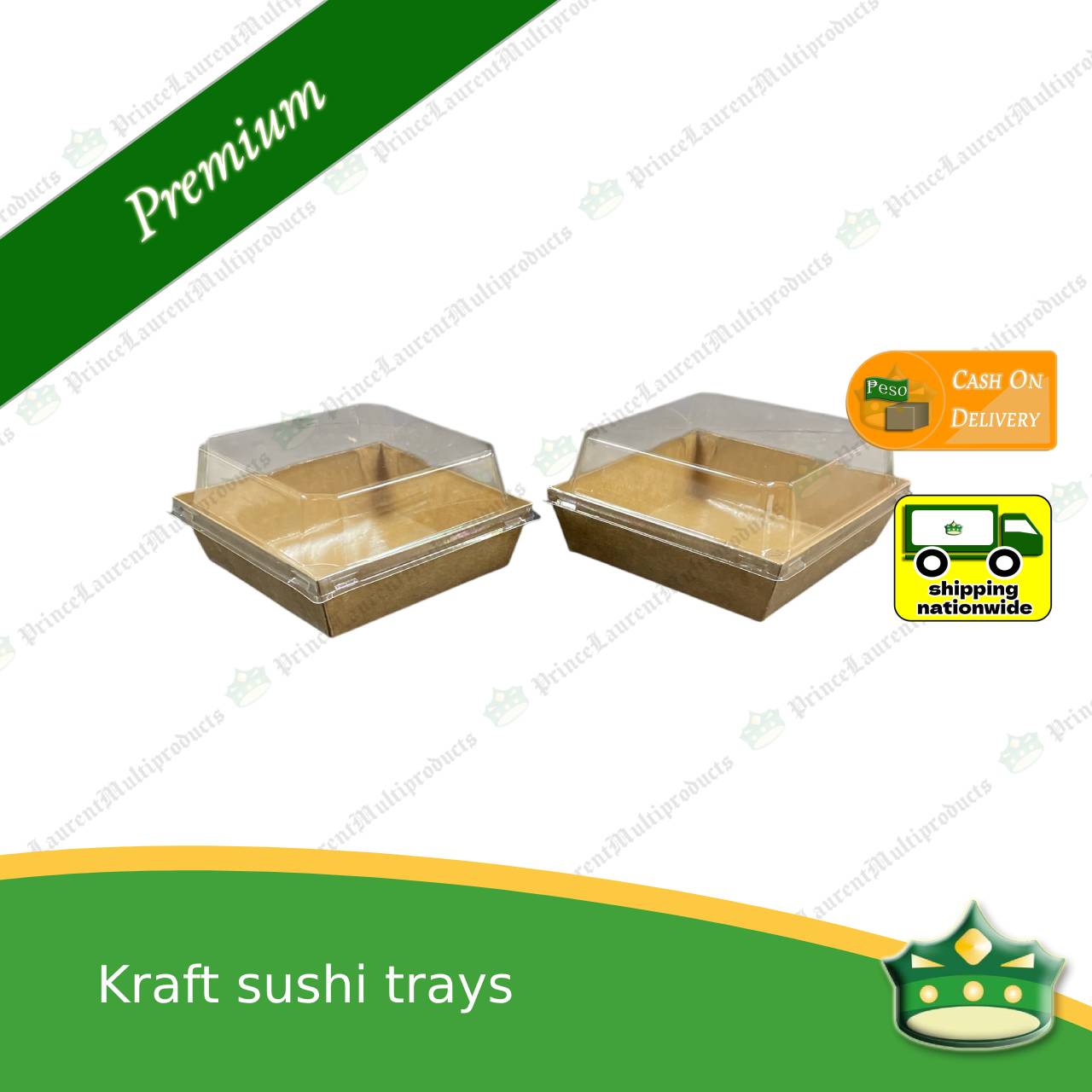 [50 pcs] kraft sushi trays with clear viewable lid