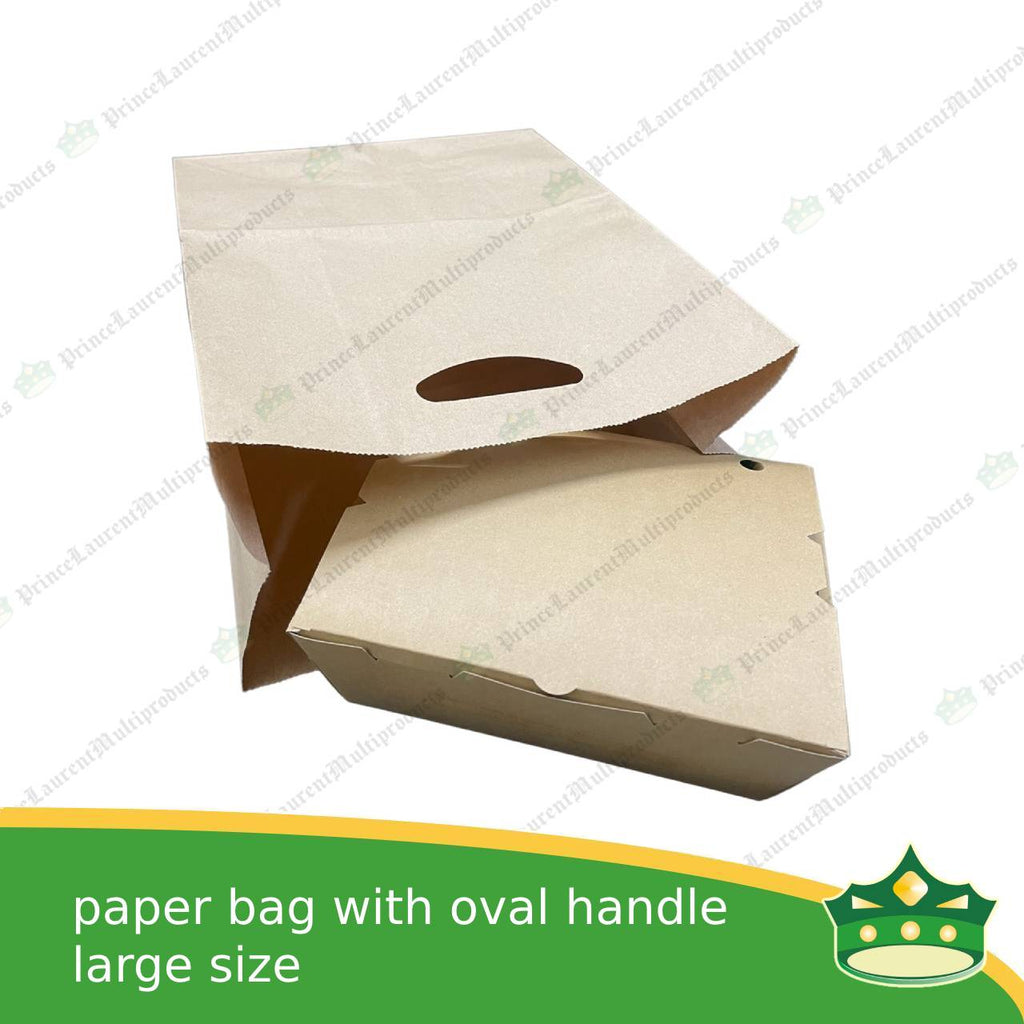 [50 pcs] kraft paper bag with oval handle large (275x142x336mm)