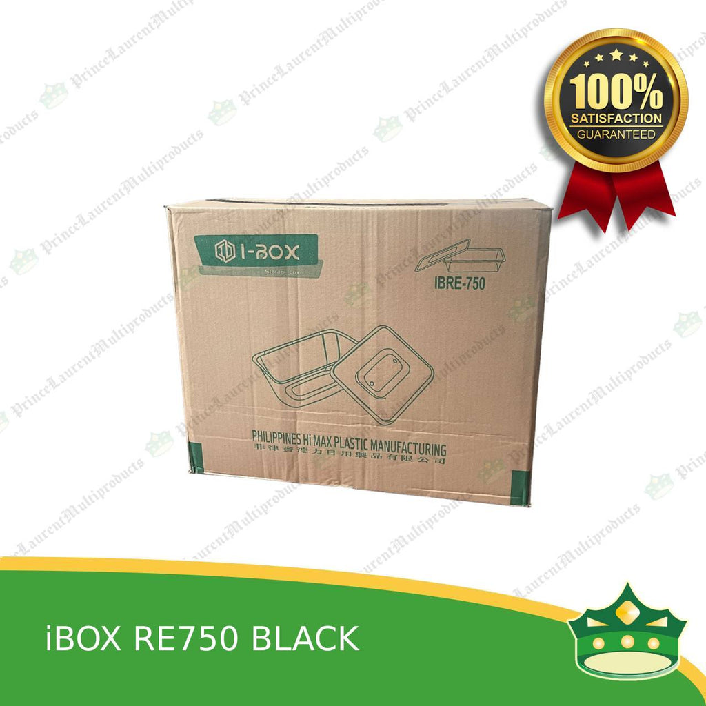 [300 pcs] IBOX brand re750 BLACK microwavable plastic rectangular containers take out for meals and other food products