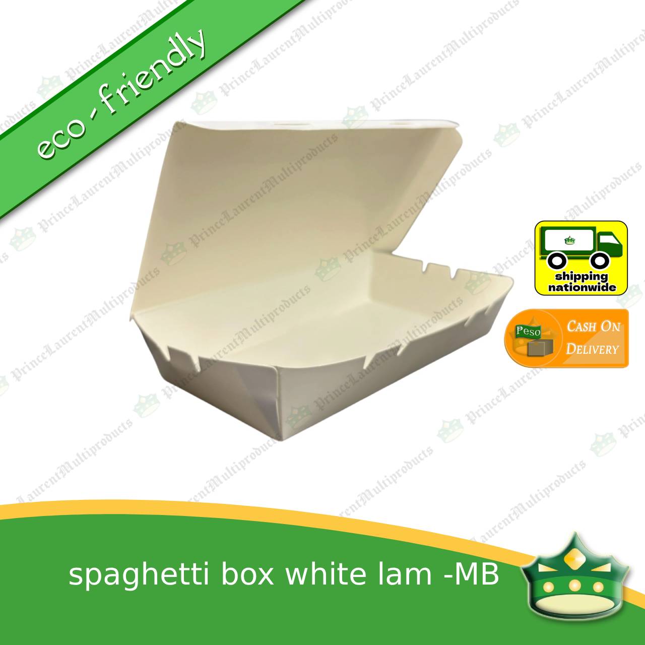 [600 pcs] Paper Spaghetti Box Laminated White for Take-Out 500cc (mrB) Eco-Friendly Disposable Kitchen Supply
