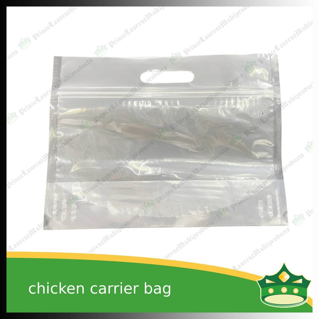 [100 pcs] cpack chicken carrier bag translucent with ziplock 300x220x110mm for takeout of whole roast chicken