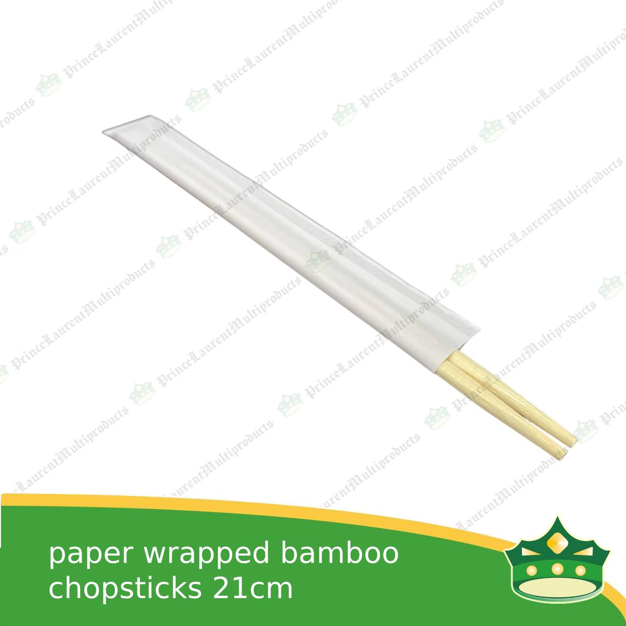 [100 pcs] individually paper wrapped bamboo chopsticks 21cm as disposable biodegradable cutleries for takeouts as utensils
