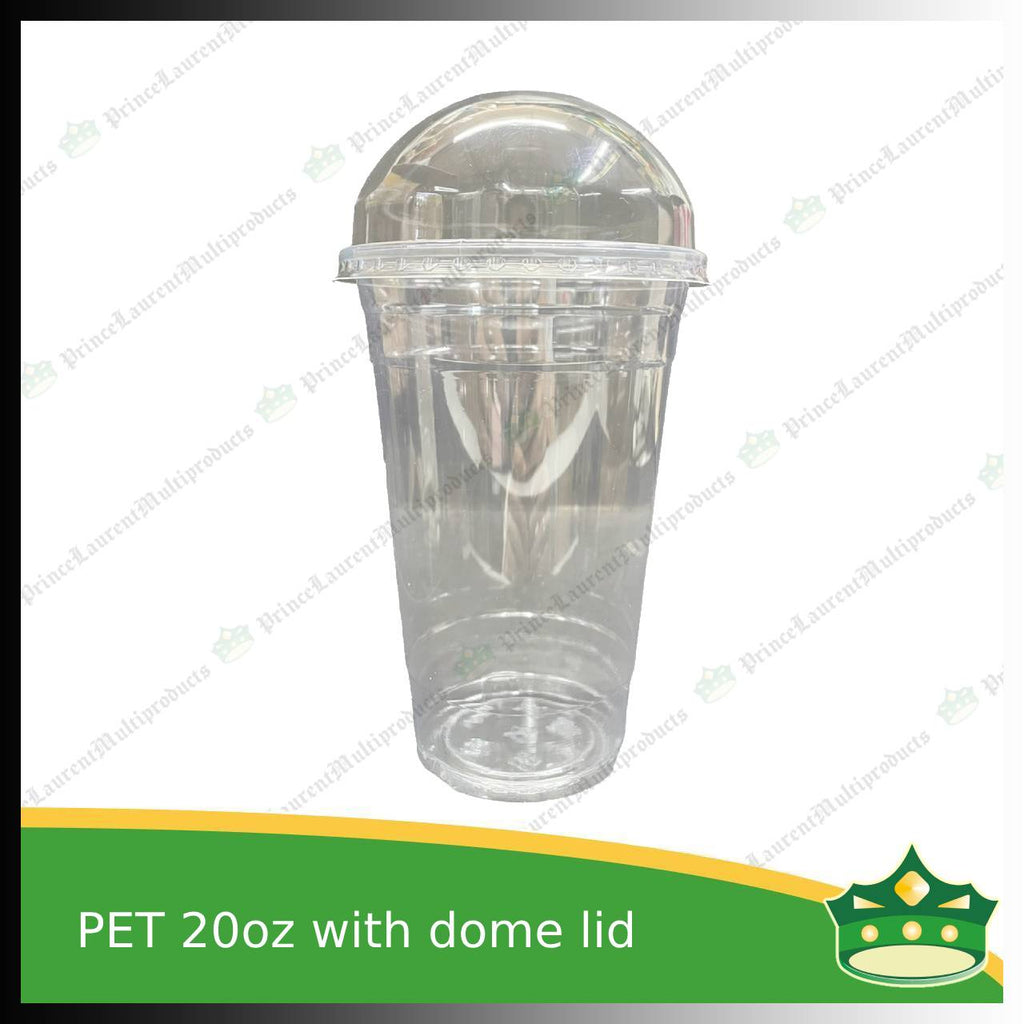 [100 set] PET cups 20oz crystal clear cups with set lid for iced coffee, frappuccino, lemonades, iced latte and other cold beverages