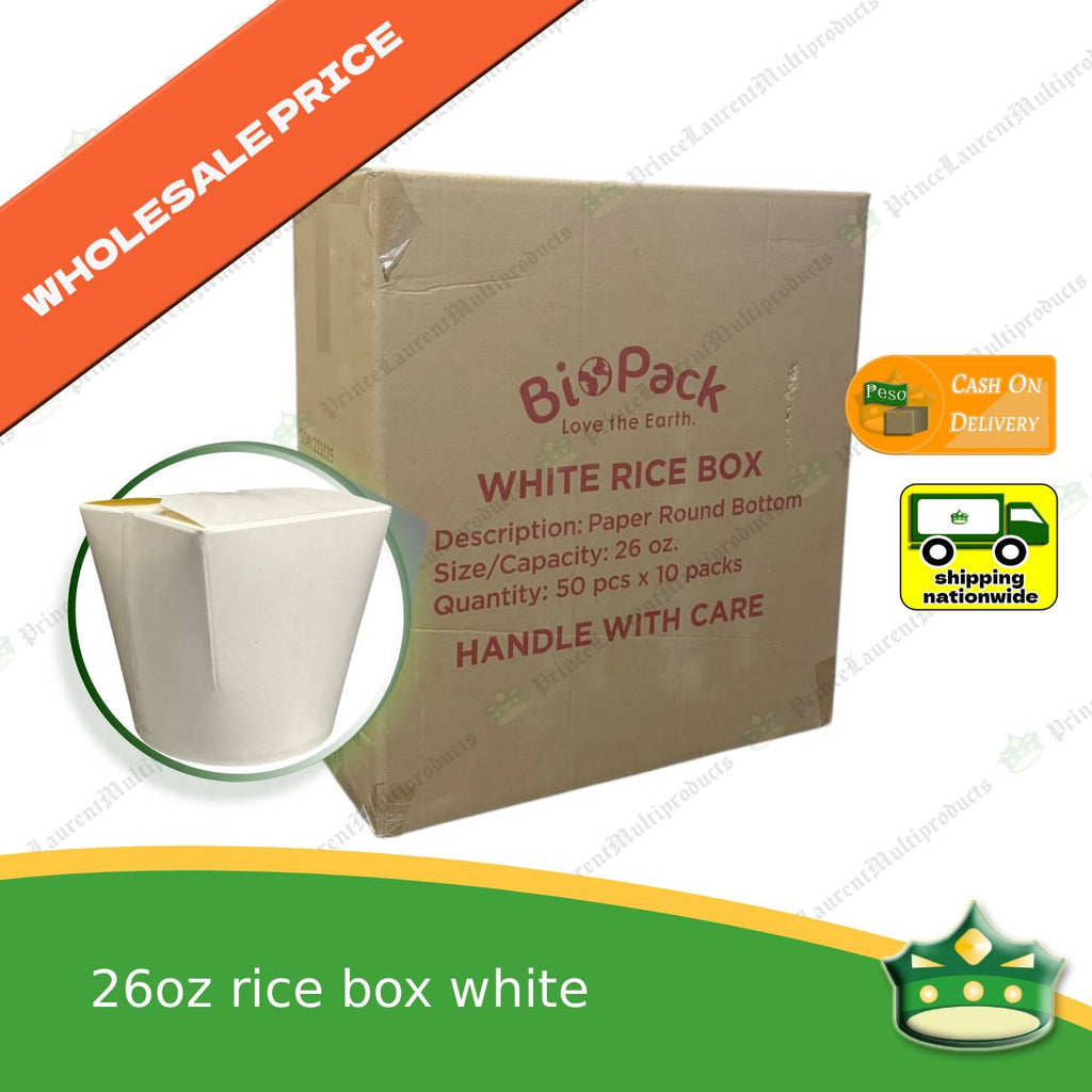 [1 case] noodle box 26 oz / noodle cup paper /rice in a box 770cc white with PE lam for takeout