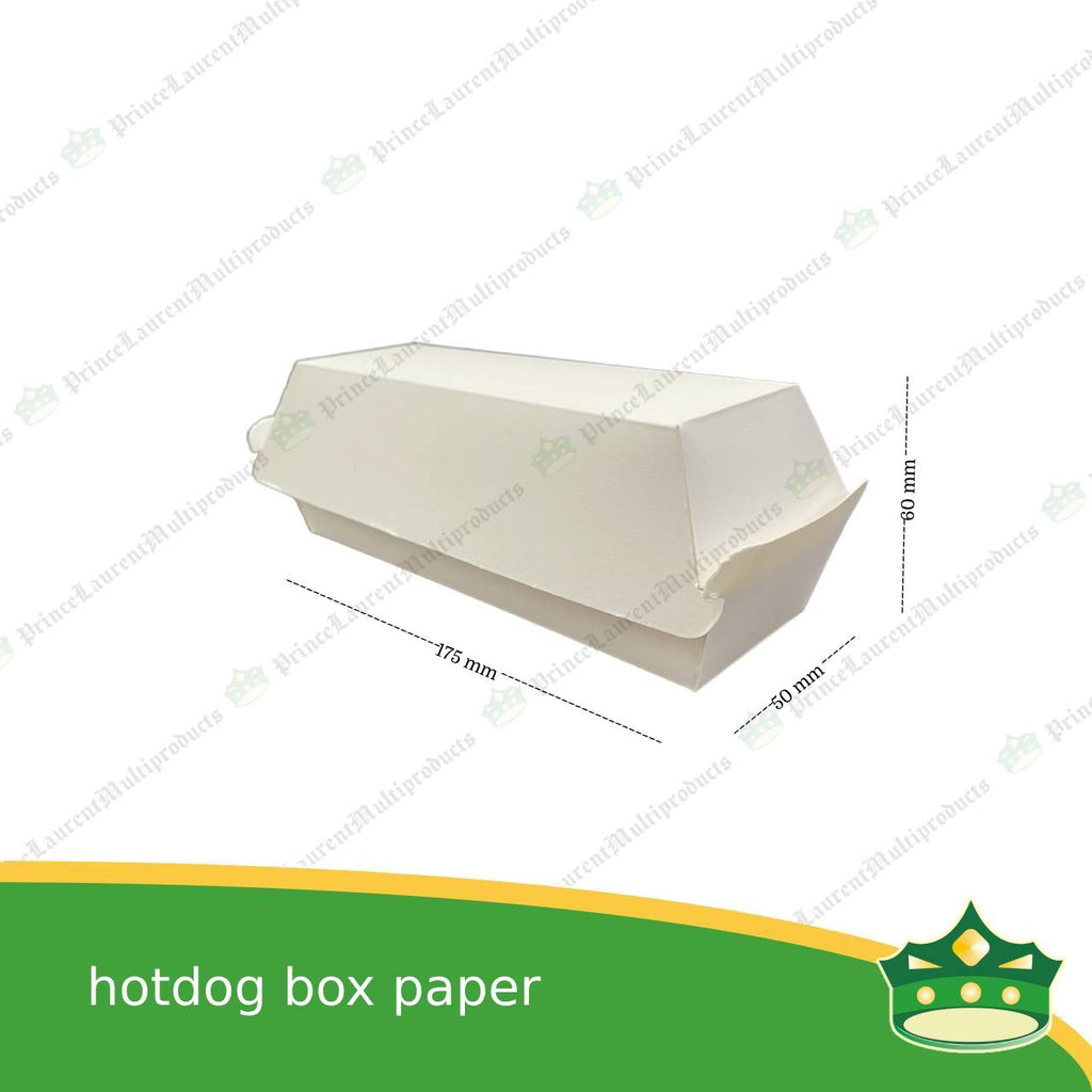 [25 pcs] paper hotdog box white clamshell for take out of hotdogs, sausage, lumpia, siomai
