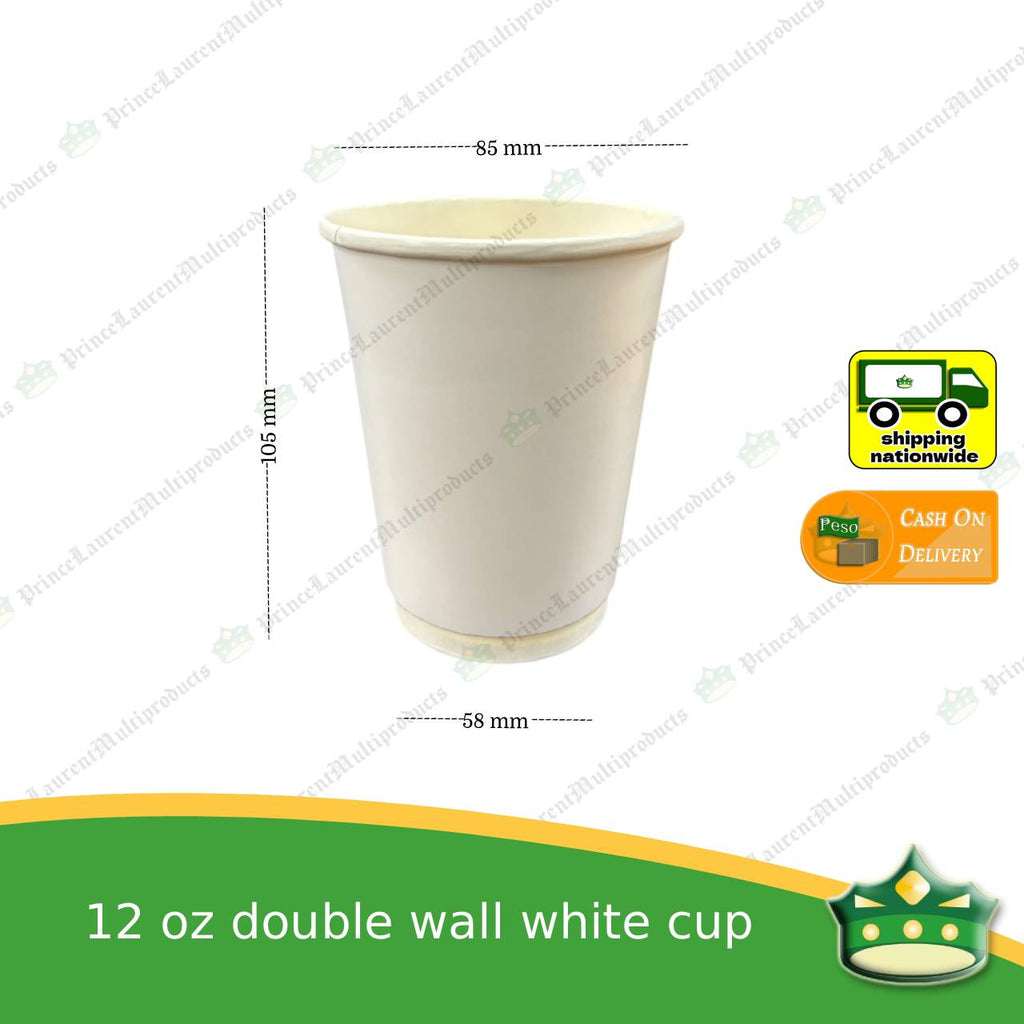 [25 pcs] double walled coffee cup WHITE 8oz 12oz 16oz for brew coffee, brew tea, hot chocolate or any hot beverages