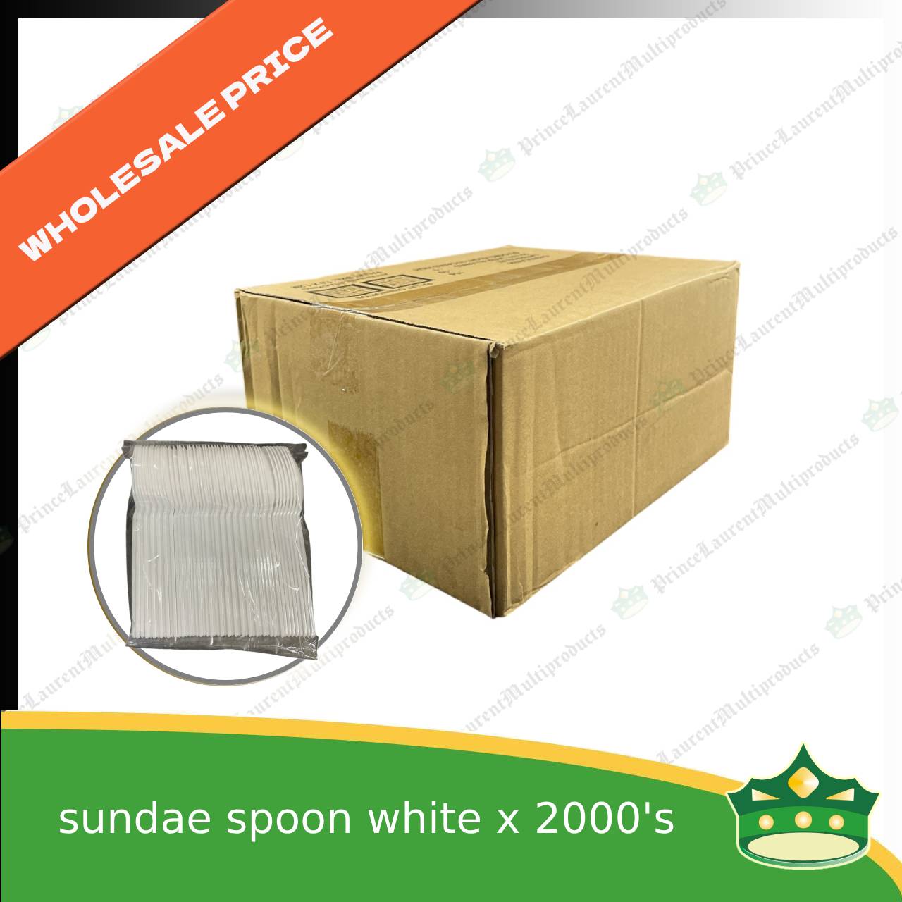[1 case] sundae, dessert or mini plastic spoon white