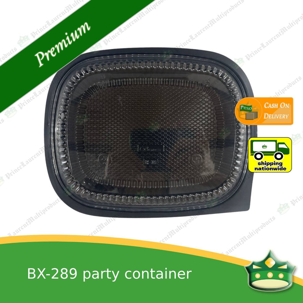 [5 pcs] party container 3500ml black plastic with see thru lid for take out or storage of food products