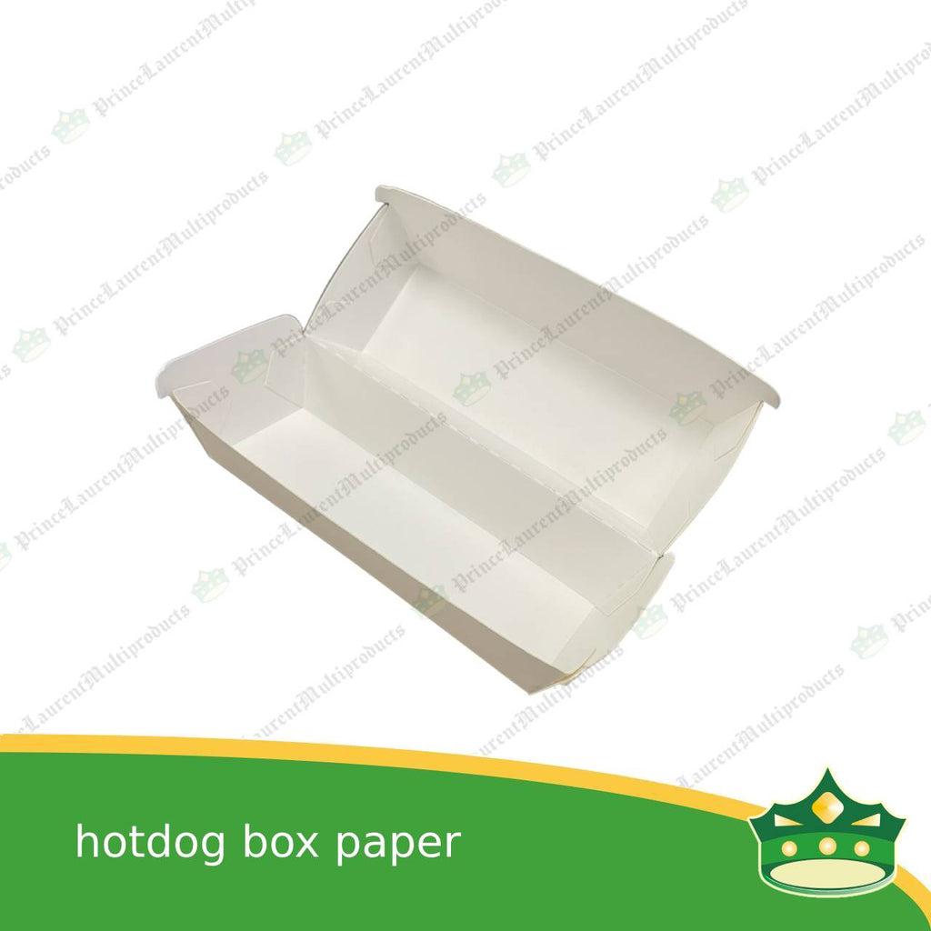 [25 pcs] paper hotdog box white clamshell for take out of hotdogs, sausage, lumpia, siomai