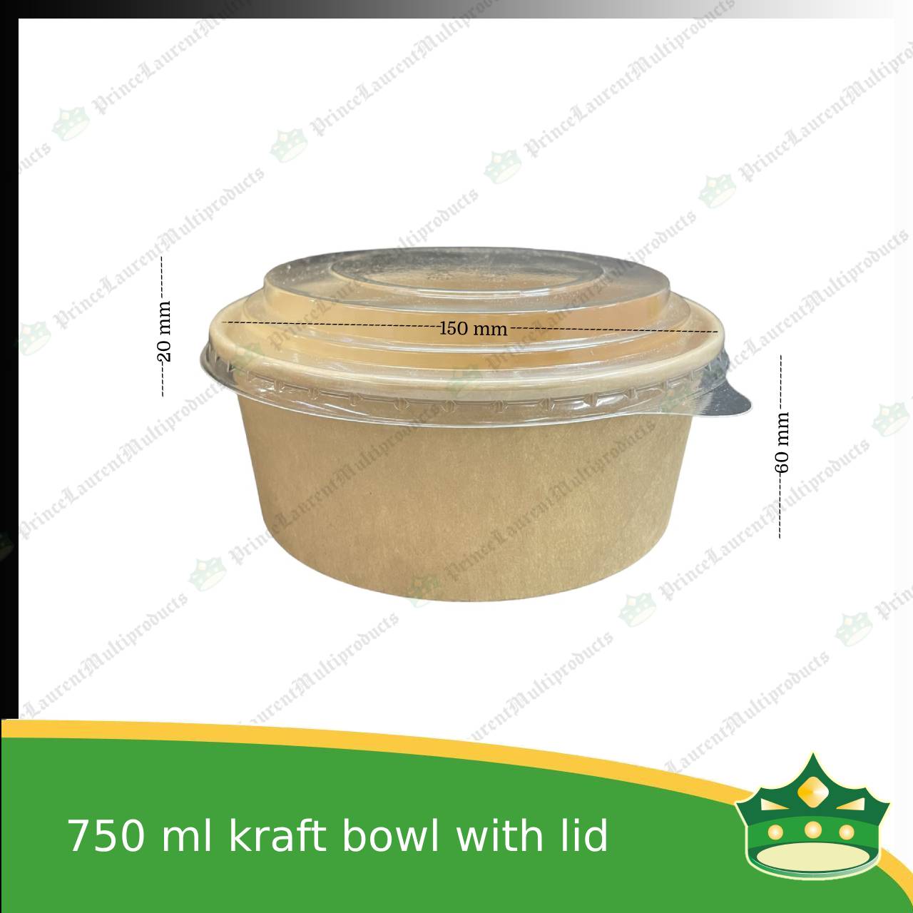 [50 pcs] kraft bowl with lid 750cc laminated wide mouth for salad, rice meal, other food products