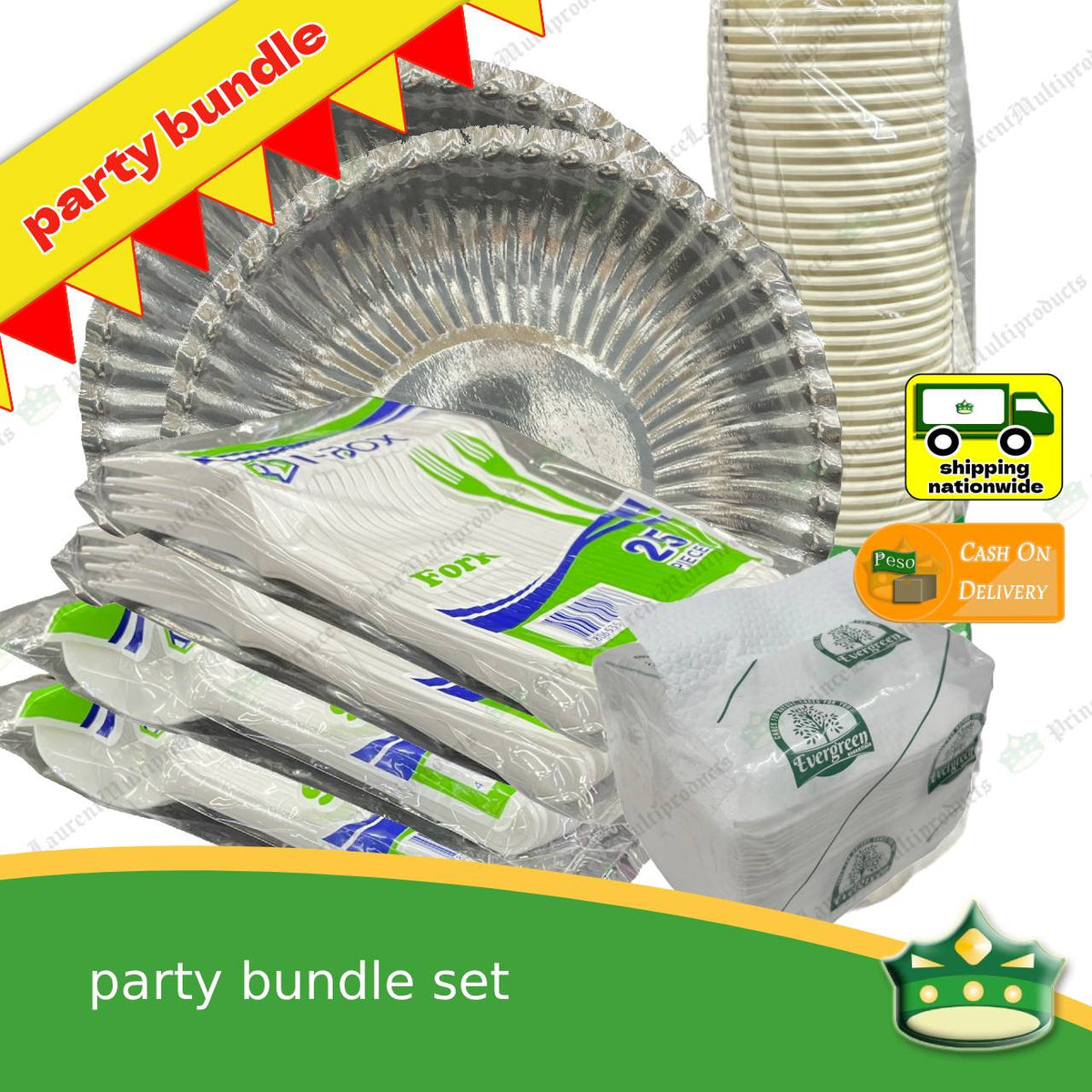 [50 sets] complete bundle of party utensils, plate, cups and tissue for parties, gatherings, events and celebrations