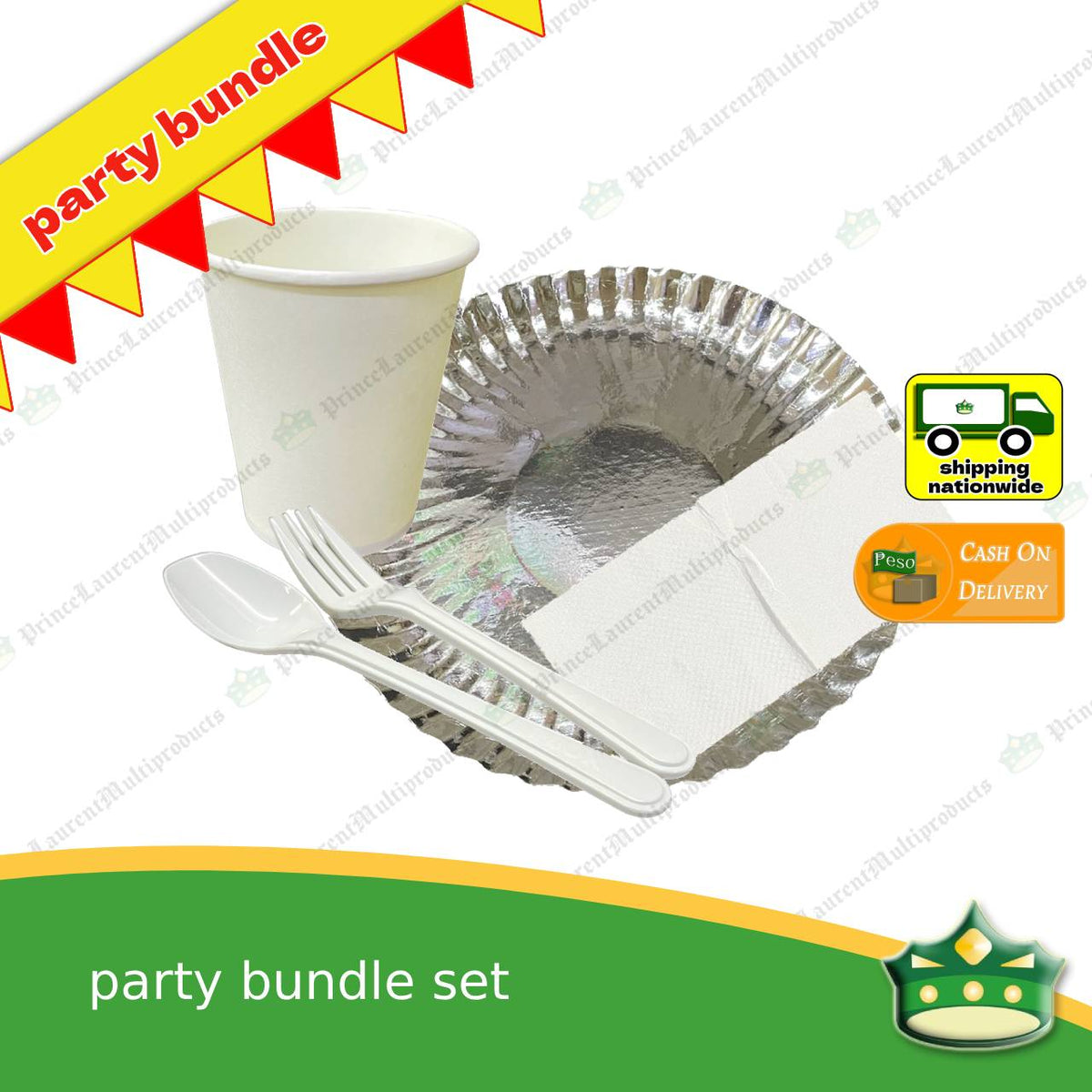 [50 sets] complete bundle of party utensils, plate, cups and tissue for parties, gatherings, events and celebrations