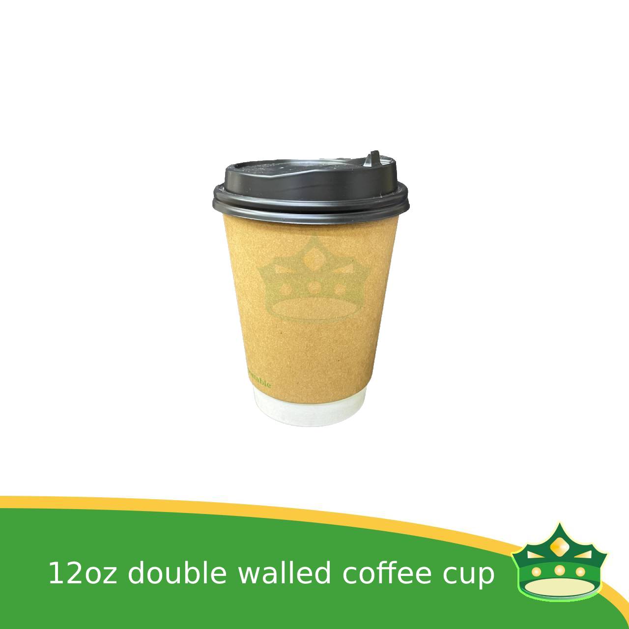 [25 pcs] double walled coffee cup kraft 8oz or 12oz for brew coffee, brew tea, hot chocolate or any hot beverages