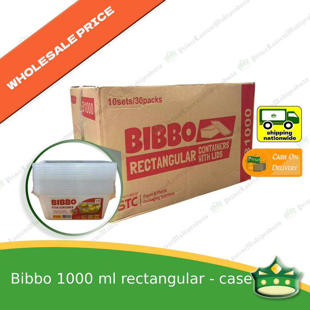 [300 pcs] Bibbo 1000 ml rectangular microwavable container with lids for packed meals rice lunch wholesale