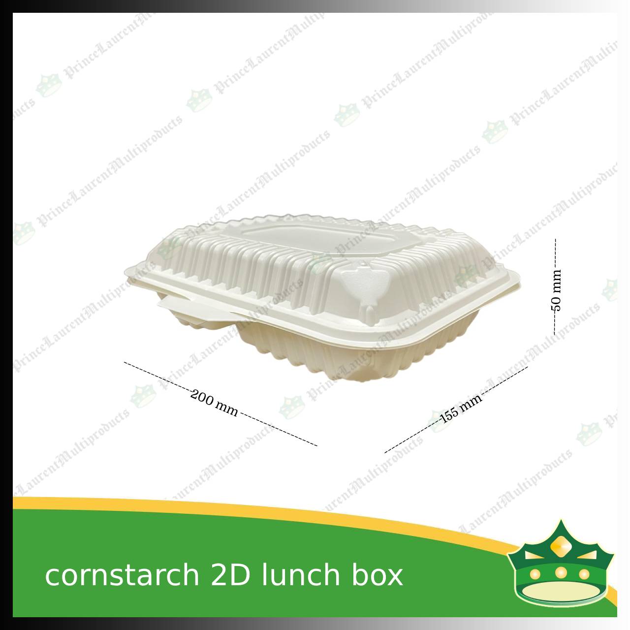[50 pcs] 2 division compostable cornstarch bento box biodegradable meal box