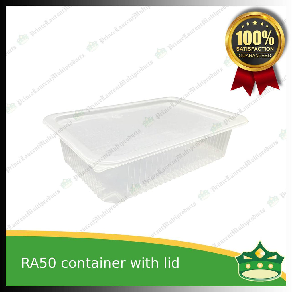 [50 pcs] ra50 750ml pp clear microwavable plastic rectangular container with lid