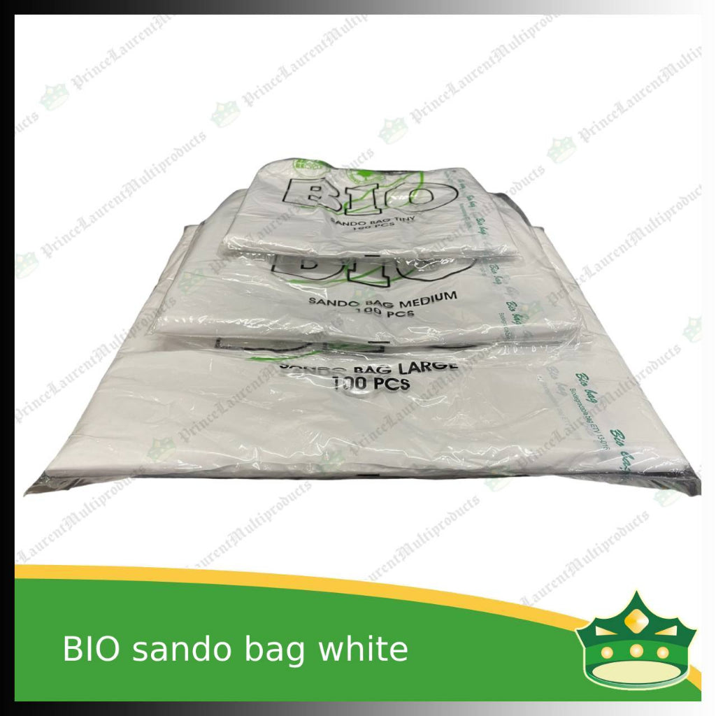 [1000 pcs] sando bag bio white tiny medium large (BIO brand)