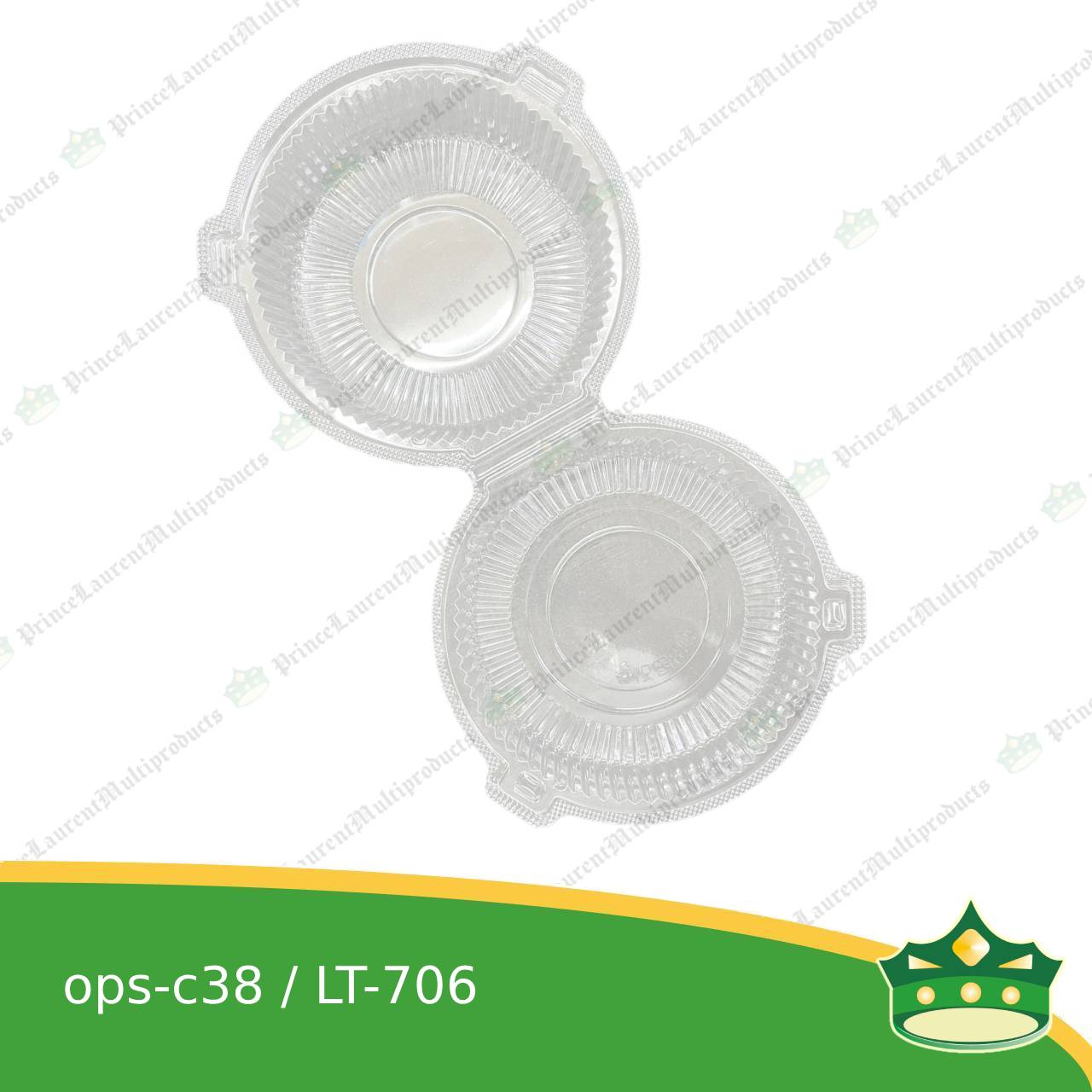 [50 pcs] clear clamshell OPS-c38 round OPS clearview food containers for any food products, muffins, cakes, chiffon, cupcakes, salad, fruit, baked goods