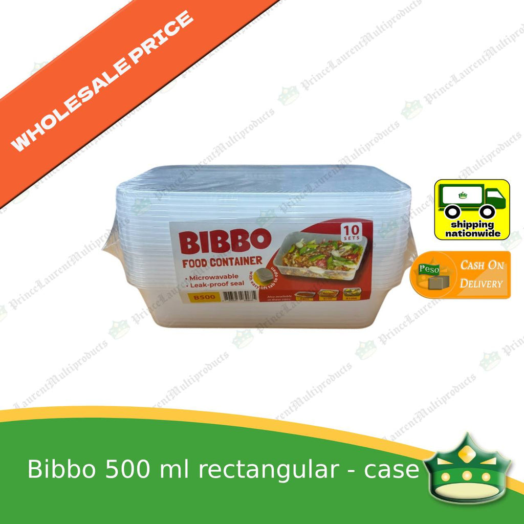 [300 pcs] Bibbo 500 ml rectangular microwavable container with lids for packed meals rice lunch wholesale