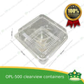 [50 pcs] clear clamshell OPL500 OPS clearview food containers for any food products, muffins, cakes, chiffon, cupcakes, salad, fruit, baked goods