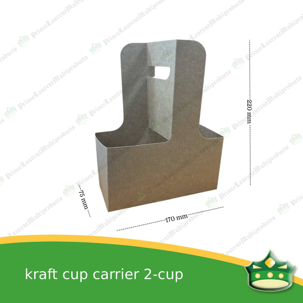 [50 pcs] kraft cup carrier carton 2-cups to 4-cups for take out of beverages, milktea, coffee