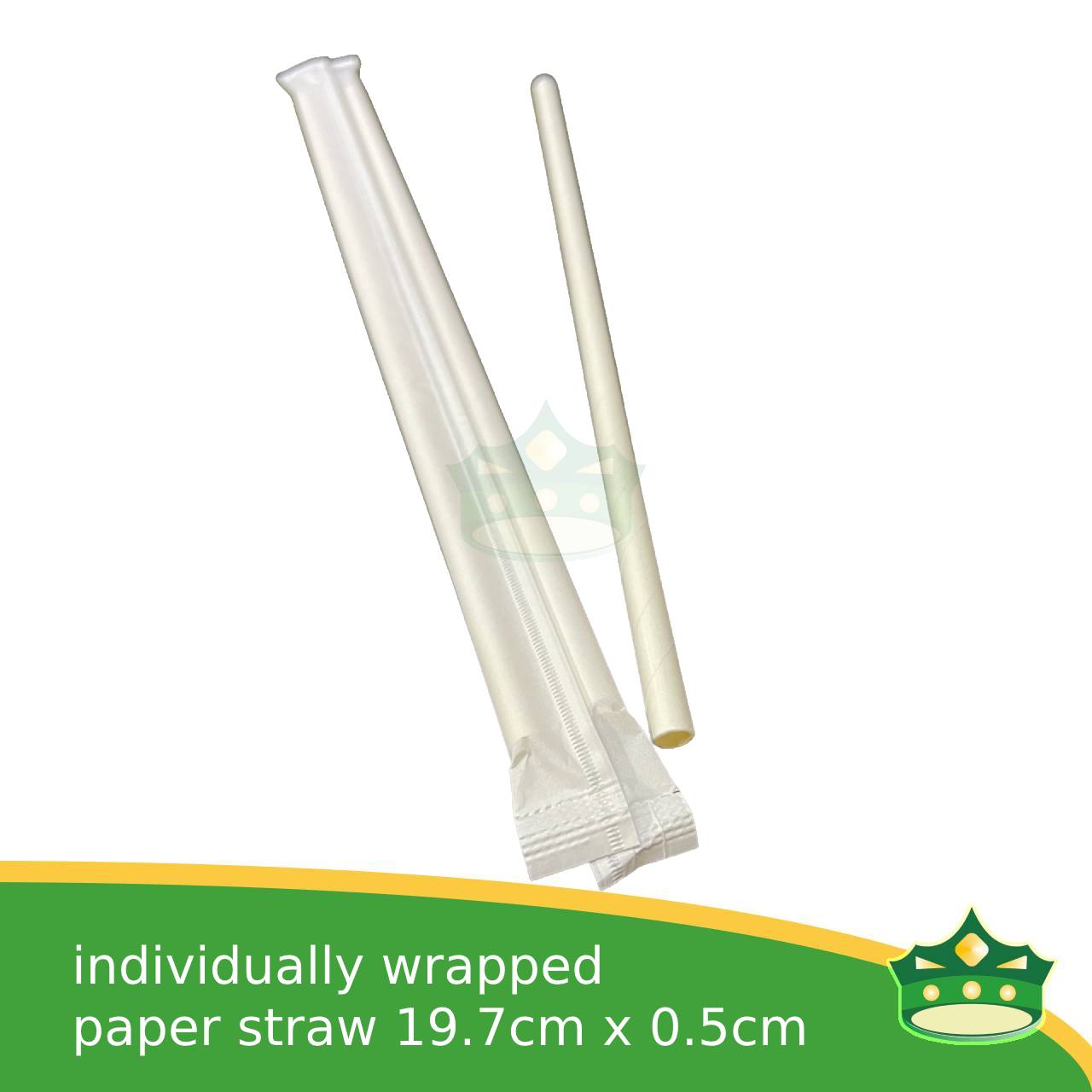 [100/25 pcs] Drinking paper straw white INDIVIDUALLY WRAPPED for milk shakes, juices and other cold beverages