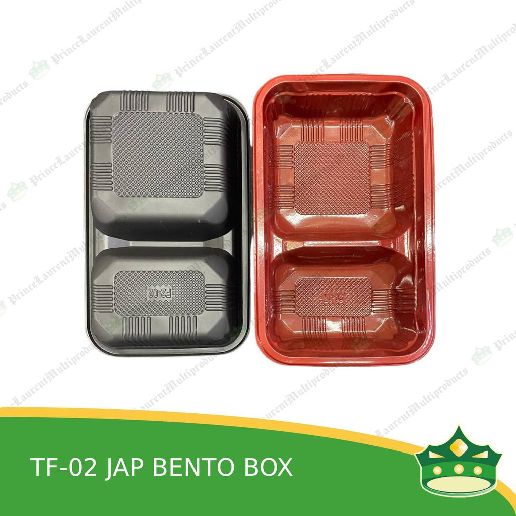 [50 pcs] Japanese bento box 2 division red and black bottom with clear lid for bento meals food packs rice fruits desserts viands combination meals