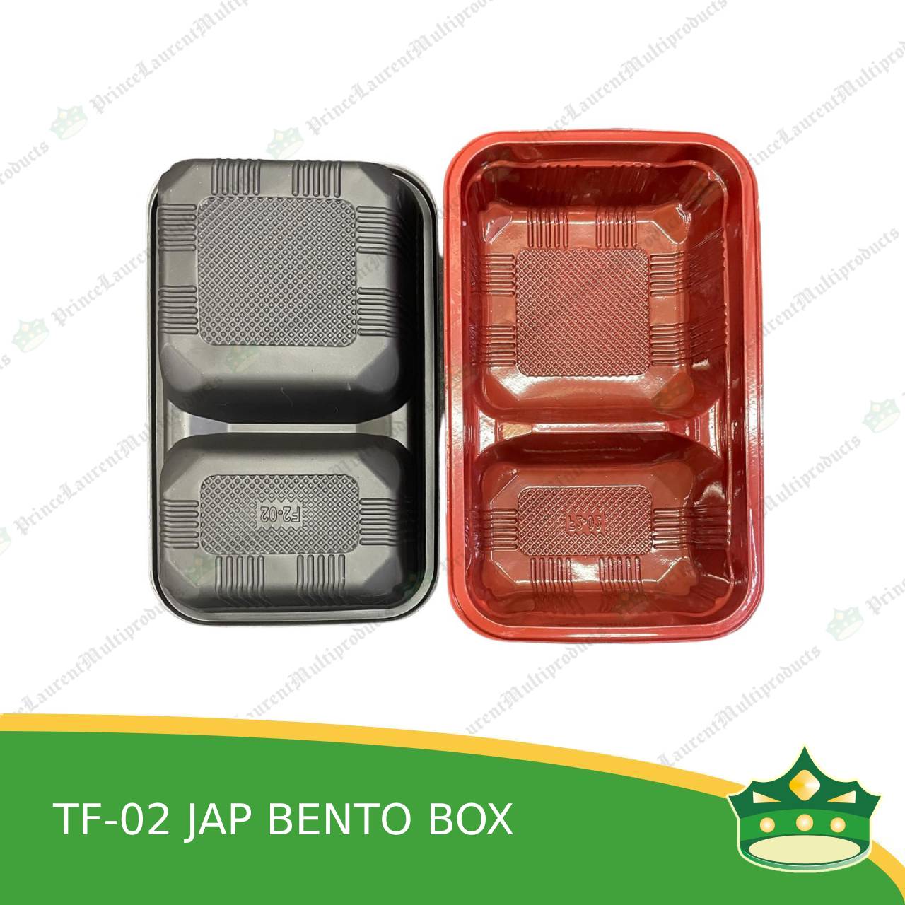 [50 pcs] Japanese bento box 2 division red and black bottom with clear lid for bento meals food packs rice fruits desserts viands combination meals