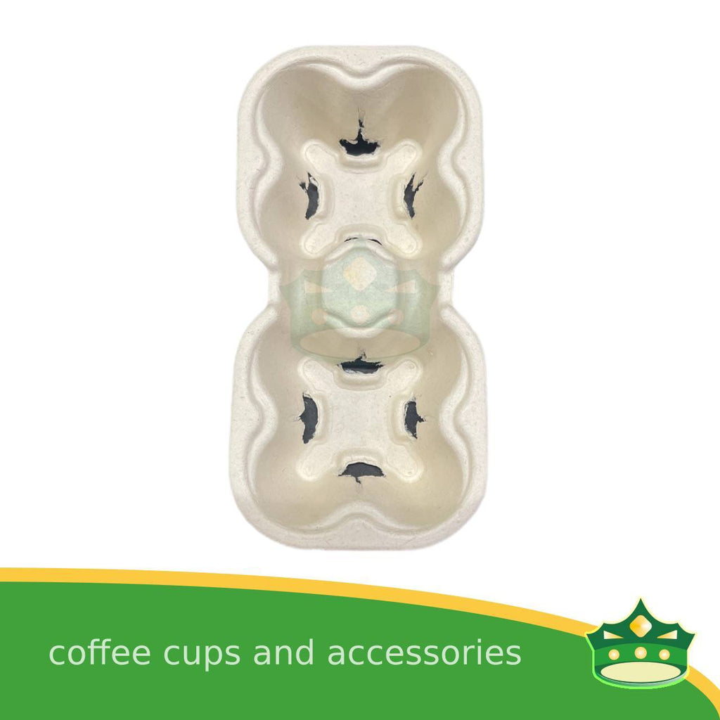 [50 pcs] bagasse coffee take-out tray, coffee cup holder by 2 cups or 4 cups hole trays to hold cups steadily