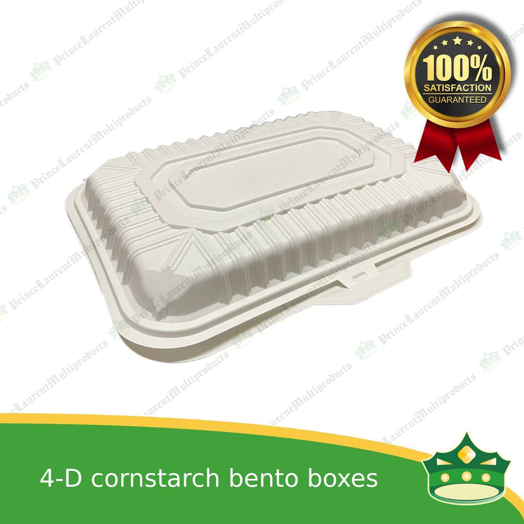 [50 pcs] 4 division compostable cornstarch bento box biodegradable meal box