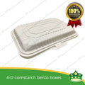 [50 pcs] 4 division compostable cornstarch bento box biodegradable meal box