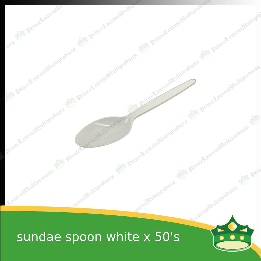 [50 pcs] sundae, dessert or mini plastic spoon white