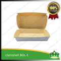 [50 pcs] clamshell white rectangular BGL-1 food box for take-out packed lunch meals