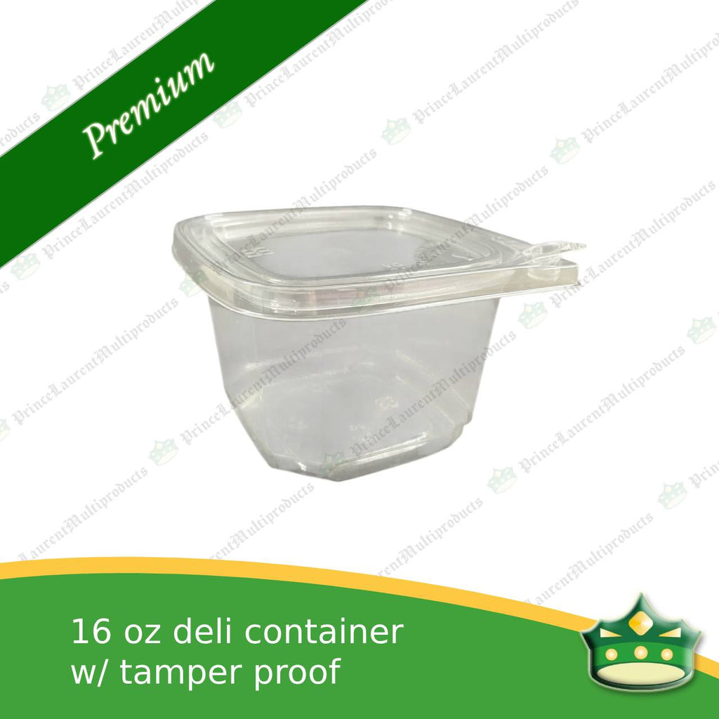 [50 pcs] clear deli square container 16oz with tamper proof lock to keep your food product fresh and safe